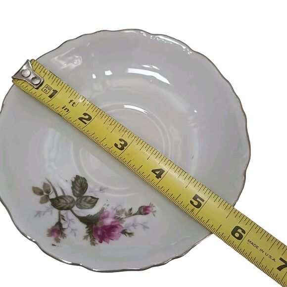 4 Tea Cup SET with Saucers Made In Japan Moss Rose Handpainted Porcelain VINTAGE - Picture 15 of 16